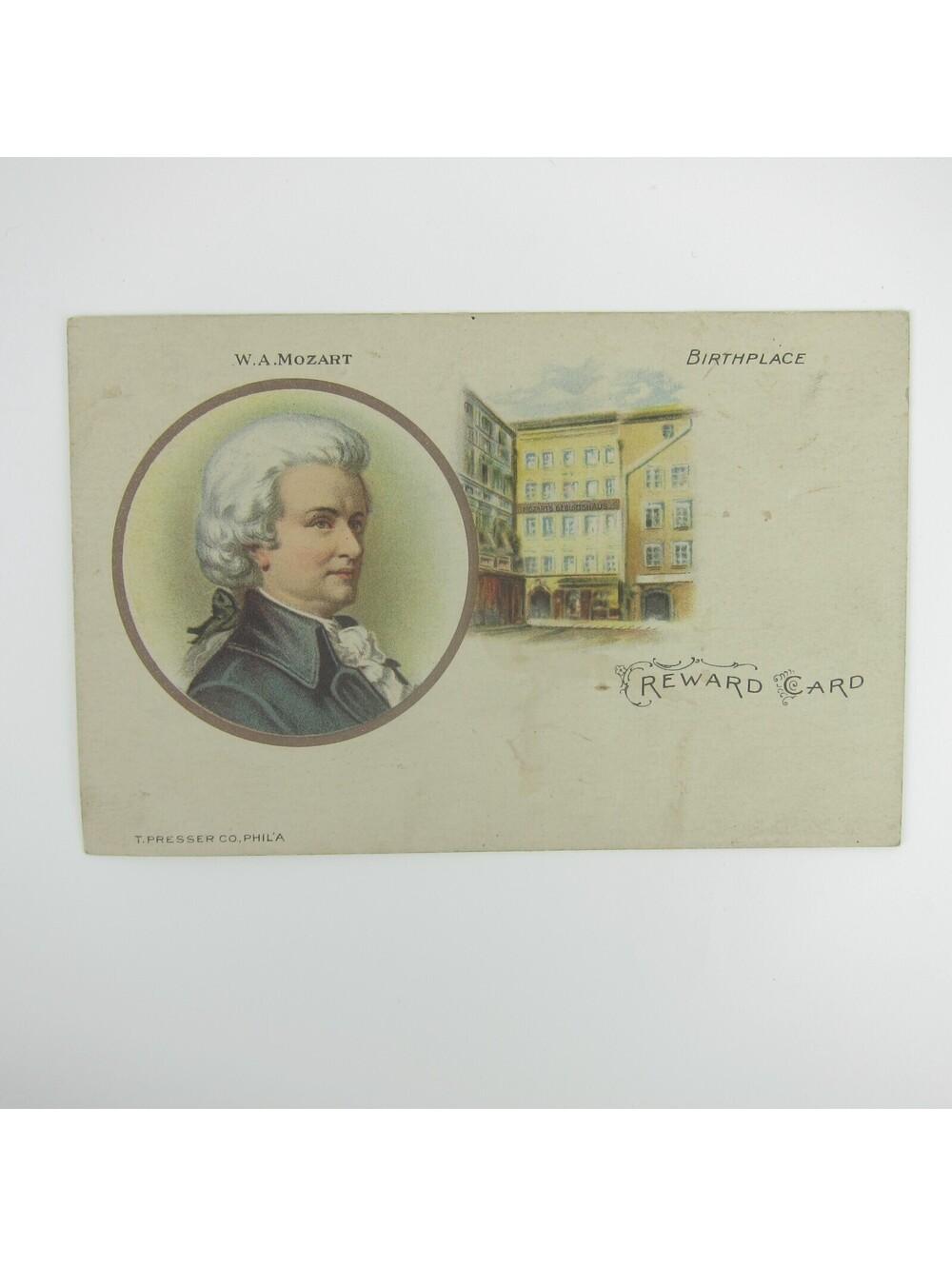 Antique Presser Music Reward Cards Composer W.A. Mozart Circa 1910 RARE